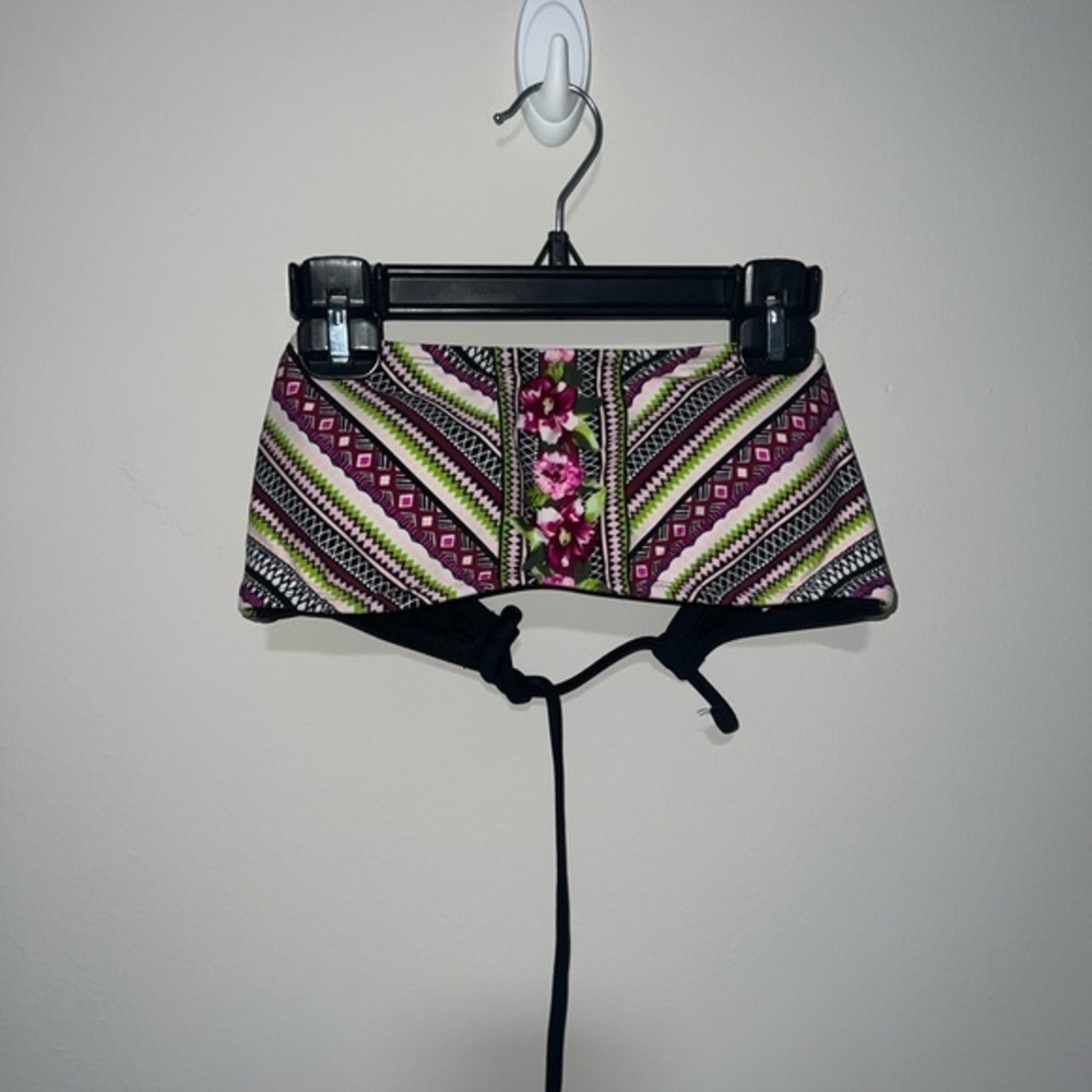 Strapless black pink lime green and white bikini top Mossimo Medium